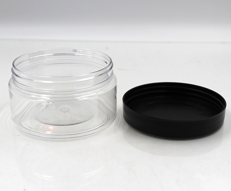250ml 8 Oz Empty Pet Clear Plastic Jar With Black Lid