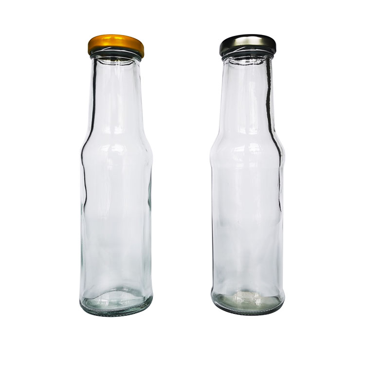 250ml 8 oz Clear honey multigrain condiments storage Glass Round Dressing & Sauce Bottles with 38mm Lug Cap
