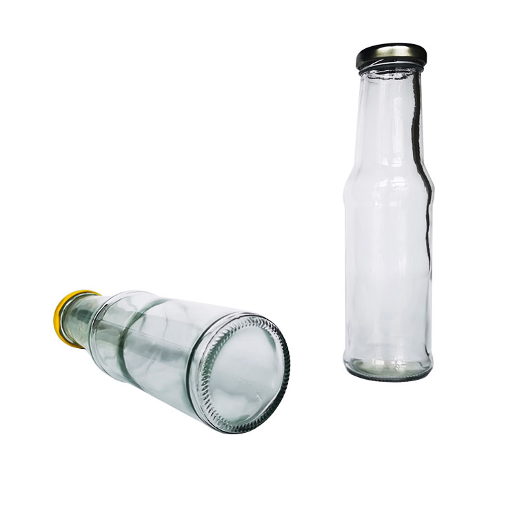 250ml 8 oz Clear honey multigrain condiments storage Glass Round Dressing & Sauce Bottles with 38mm Lug Cap