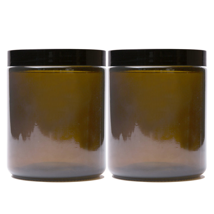 250ml 8 oz Cosmetic Packaging Glass Jar with Black Plastic Lids