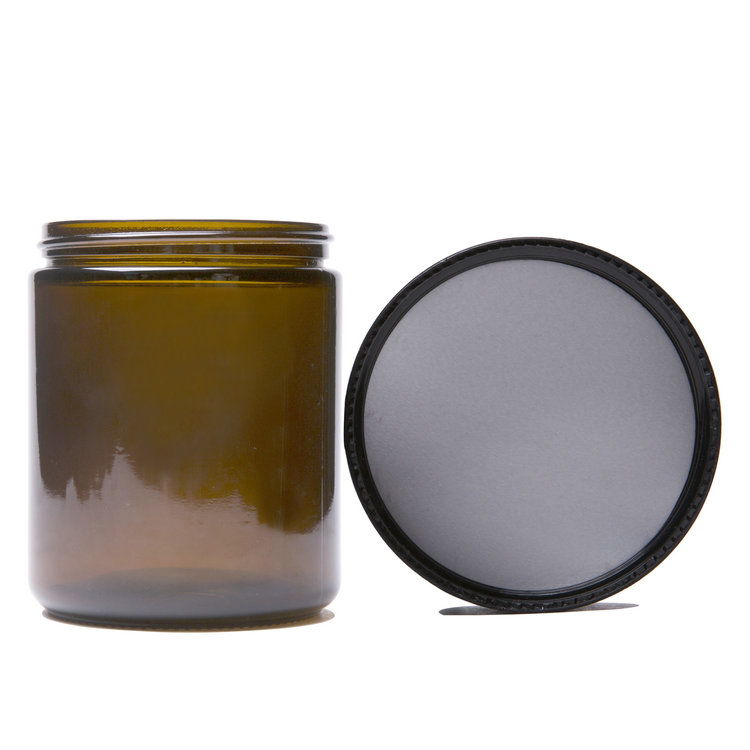 250ml 8 oz Cosmetic Packaging Glass Jar with Black Plastic Lids