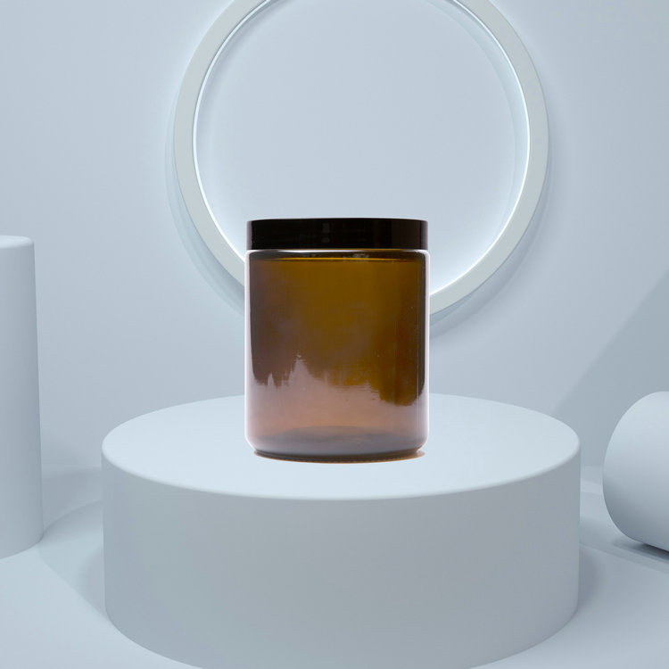 250ml 8 oz Cosmetic Packaging Glass Jar with Black Plastic Lids