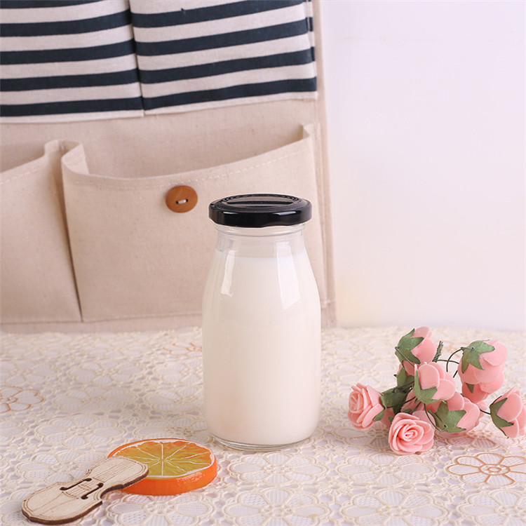 250ml 8oz 500ml 16oz soy milk yogurt coffee glass bottle with white lid wholesale