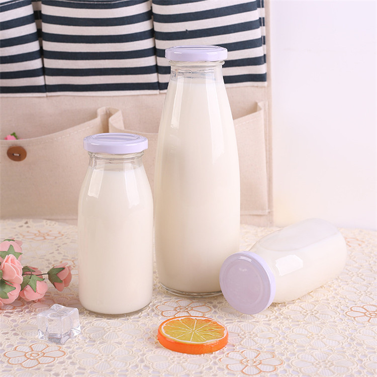 250ml 8oz 500ml 16oz soy milk yogurt coffee glass bottle with white lid wholesale