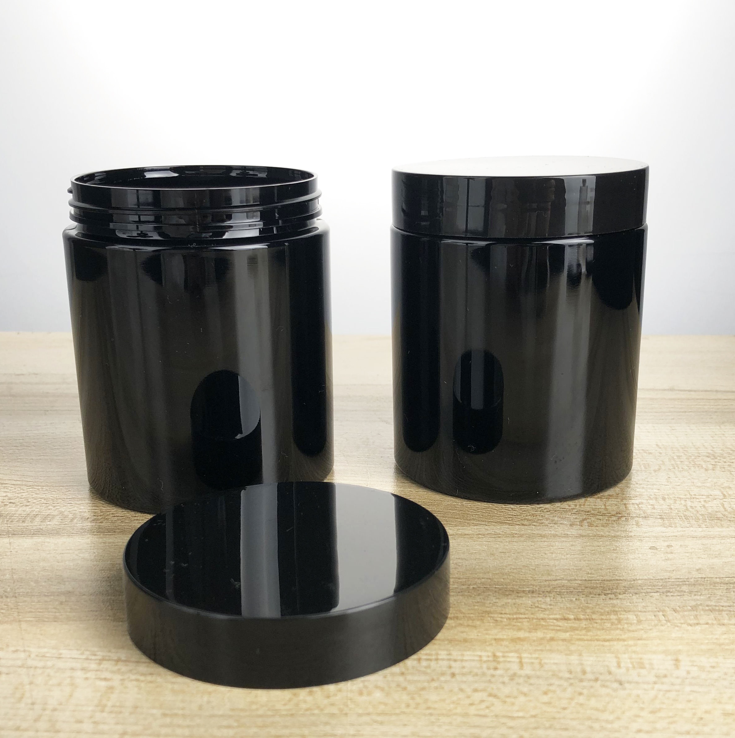 250ml 8oz Black Edge Cosmetic Jar 70mm Screw Lid creams lotions balms packaging jar manufacturer