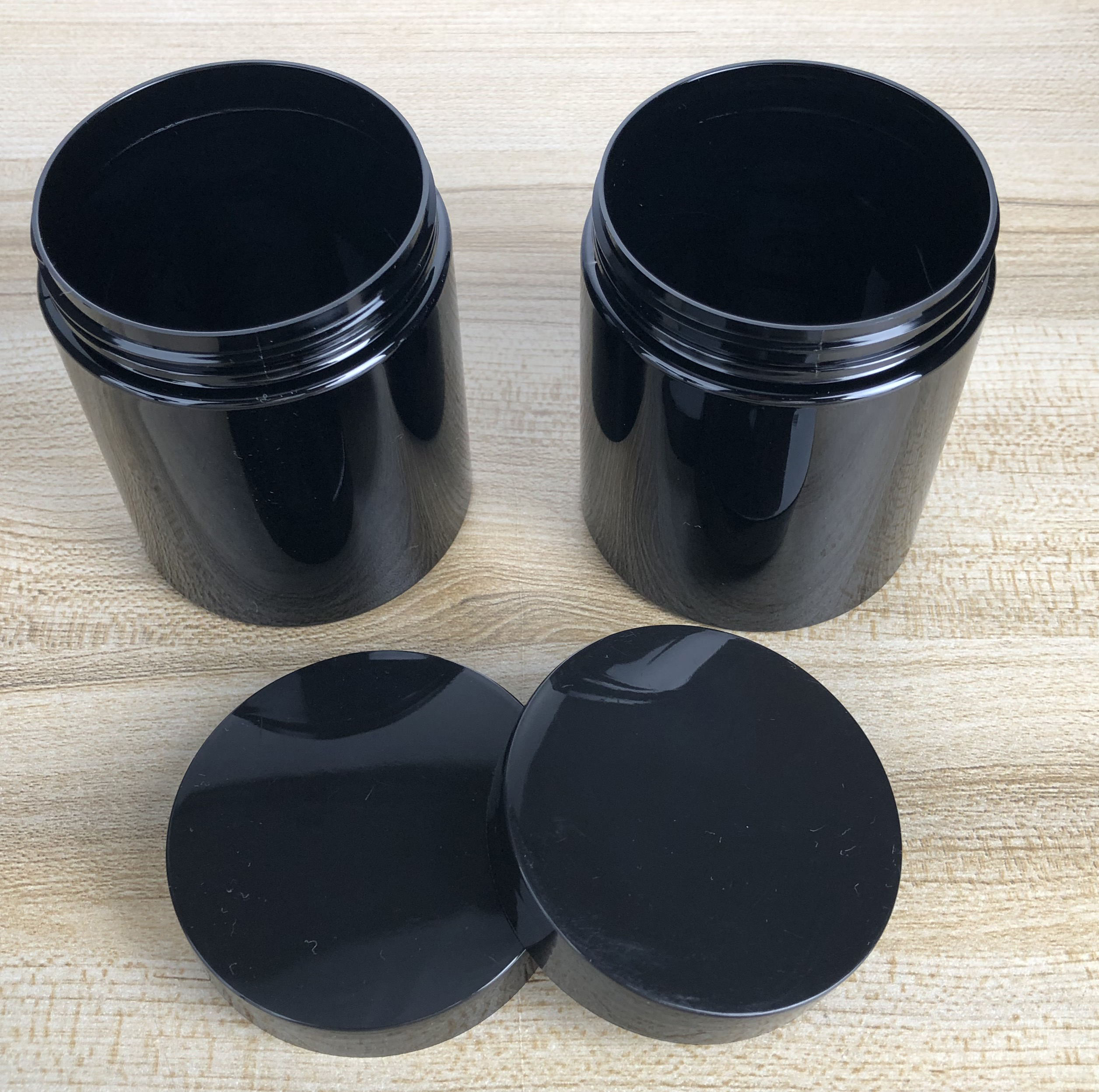 250ml 8oz Black Edge Cosmetic Jar 70mm Screw Lid creams lotions balms packaging jar manufacturer