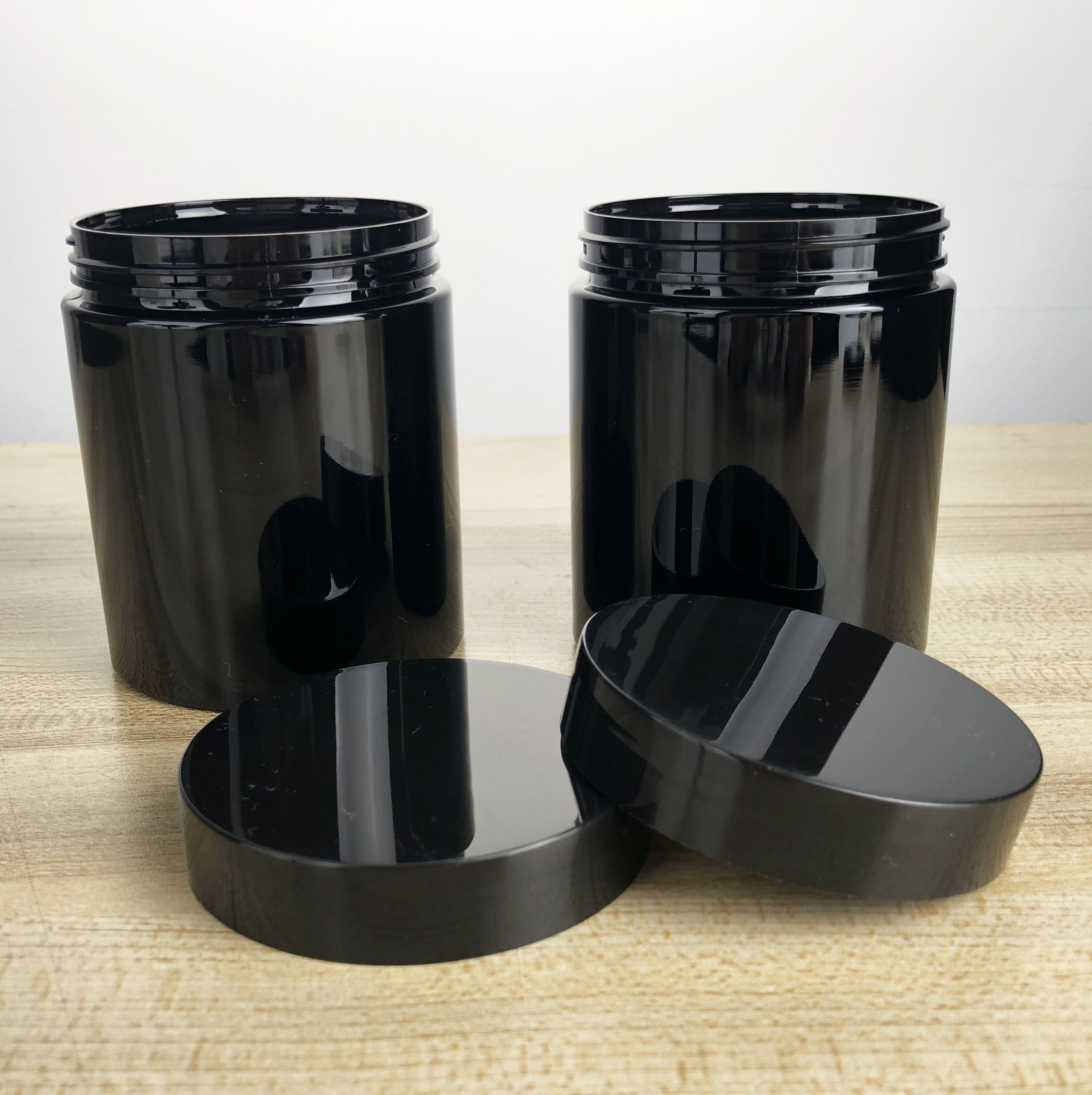 250ml 8oz Black Edge Cosmetic Jar 70mm Screw Lid creams lotions balms packaging jar manufacturer