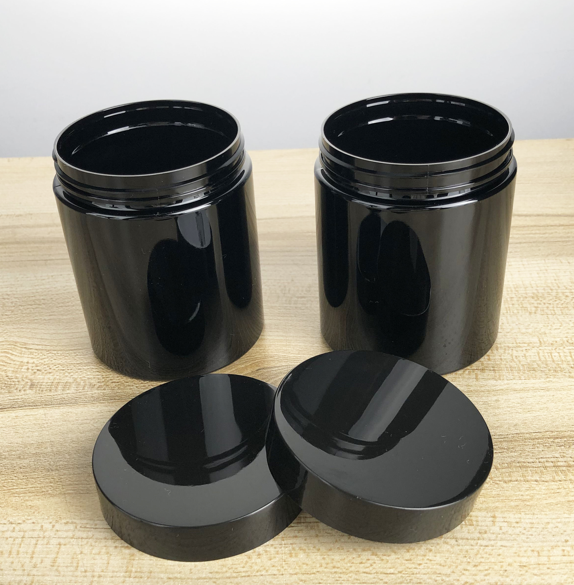 250ml 8oz Black Edge Cosmetic Jar 70mm Screw Lid creams lotions balms packaging jar manufacturer