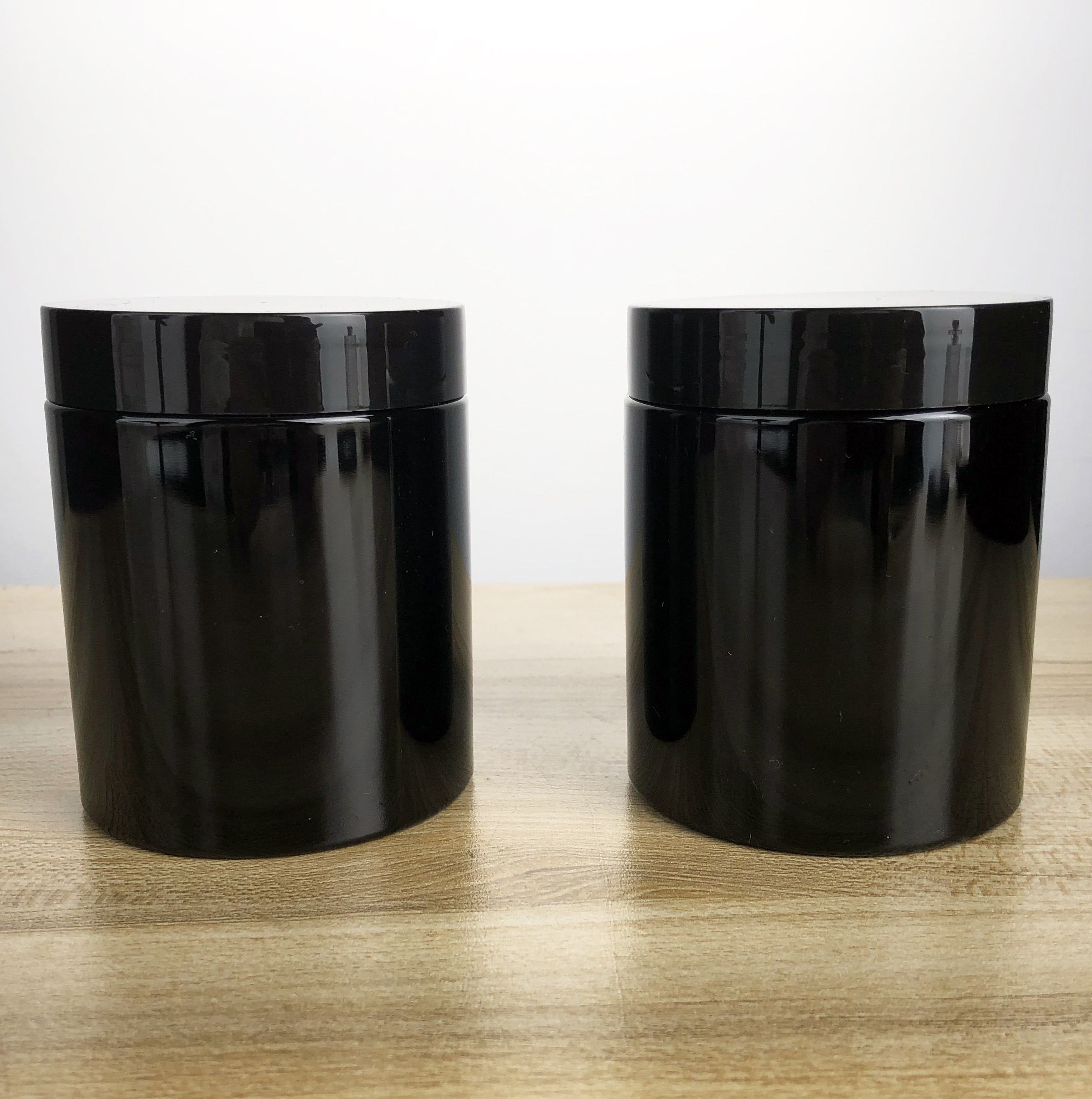 250ml 8oz Black Edge Cosmetic Jar 70mm Screw Lid creams lotions balms packaging jar manufacturer