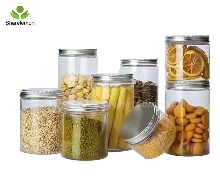 250ml 8oz Cosmetic Cream Food Clear Pet Plastic Jar With Aluminum Cap Plastic Screw Cover