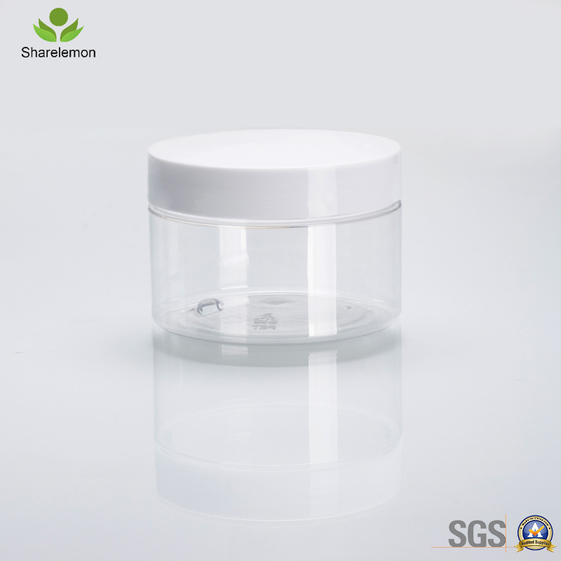 250ml 8oz Cosmetic Cream Food Clear Pet Plastic Jar With Aluminum Cap Plastic Screw Cover