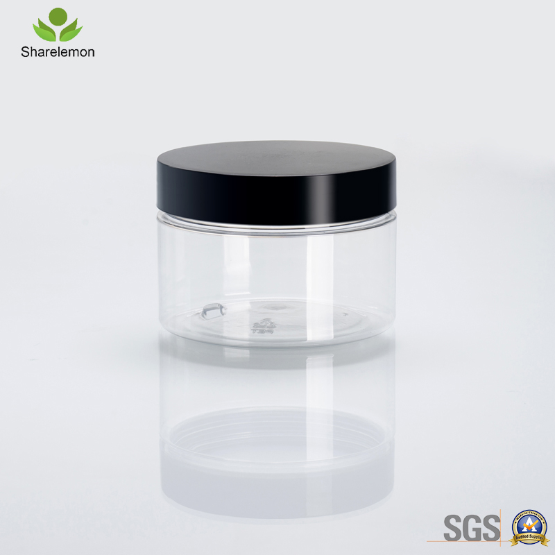250ml 8oz Cosmetic Cream Food Clear Pet Plastic Jar With Aluminum Cap Plastic Screw Cover