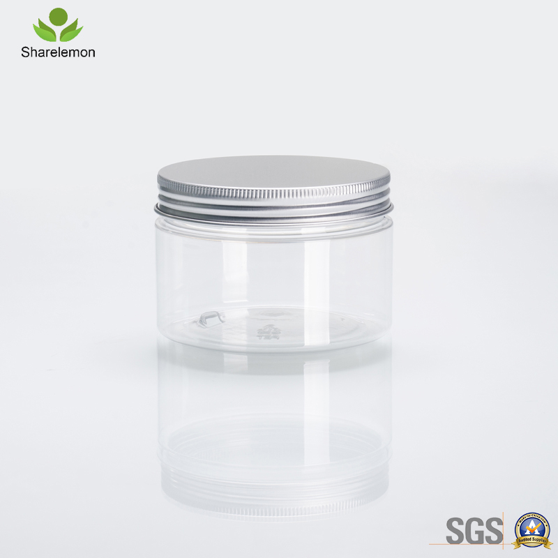 250ml 8oz Cosmetic Cream Food Clear Pet Plastic Jar With Aluminum Cap Plastic Screw Cover