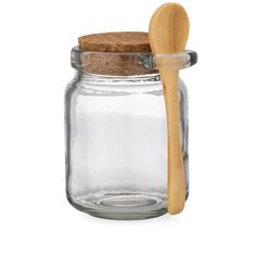 250ml 8oz Food Storage Glass Jar with Wooden Spoon and Cork Lid