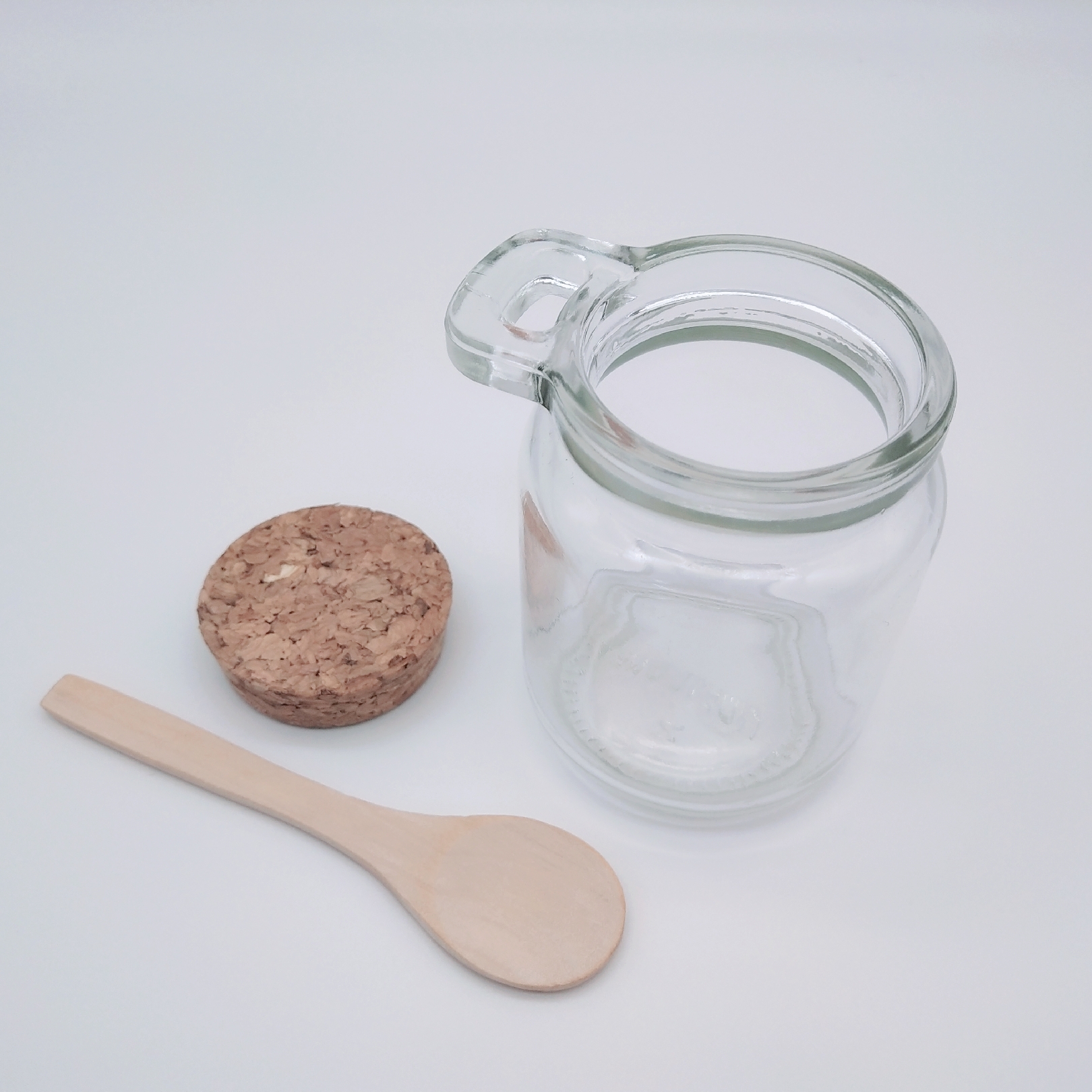 250ml 8oz Food Storage Glass Jar with Wooden Spoon and Cork Lid