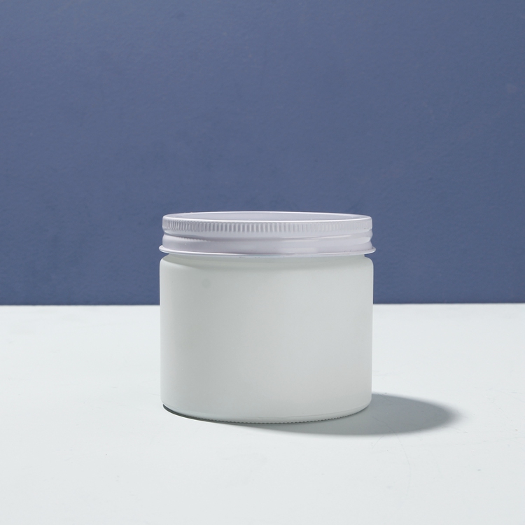 250ml 8oz White Wide Mouth Empty Hot Sale Custom Straight Side Round Jars Glass Cosmetic Glass Face Cream Jar With Metal Lids