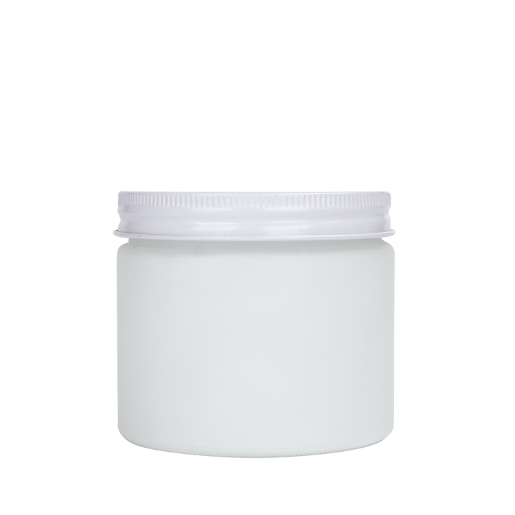 250ml 8oz White Wide Mouth Empty Hot Sale Custom Straight Side Round Jars Glass Cosmetic Glass Face Cream Jar With Metal Lids