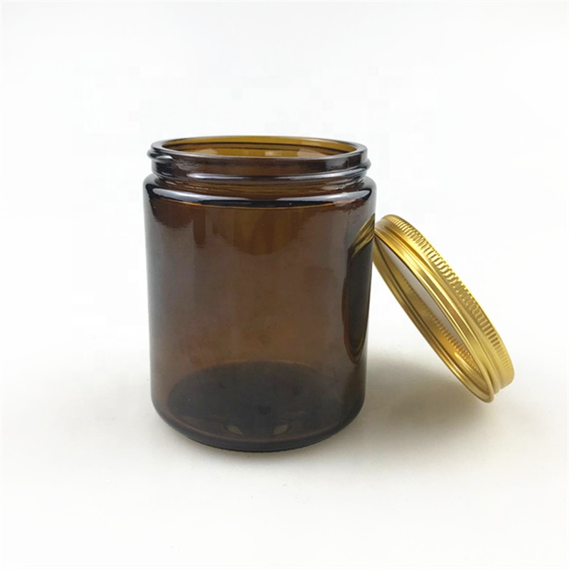 250ml 8oz empty dark amber glass candle jar with lid candles scented glass jar