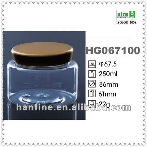 250ml 8oz round skin care jar pet plastic cream jar