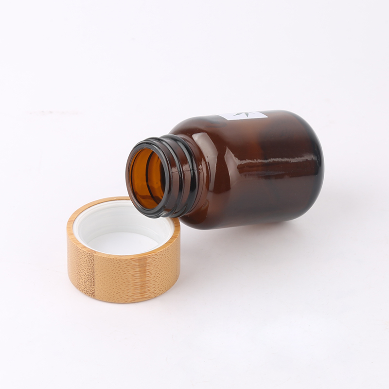 250ml Amber CBD glass jar with Children resistant Lid for CBD oil cosmetic Container with bamboo