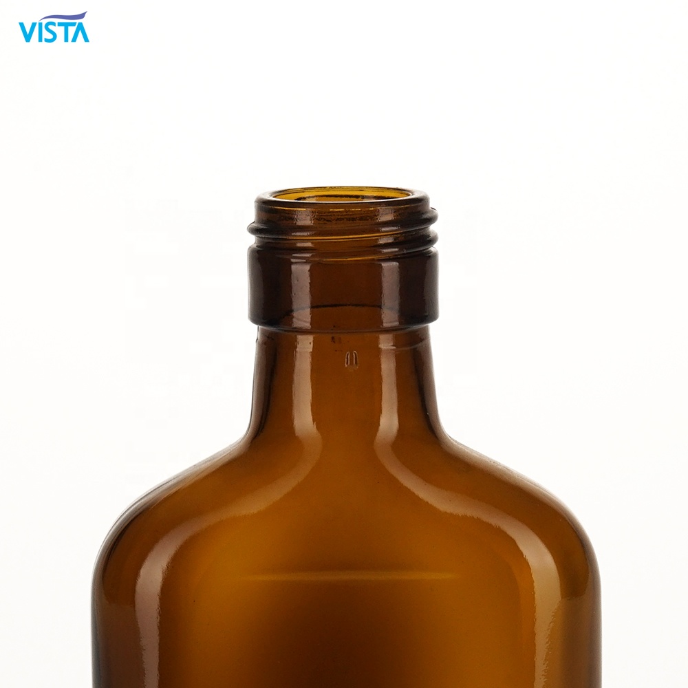 250ml Amber Flat Glass Bottle For Liquor with screw cap mini bottles liquor