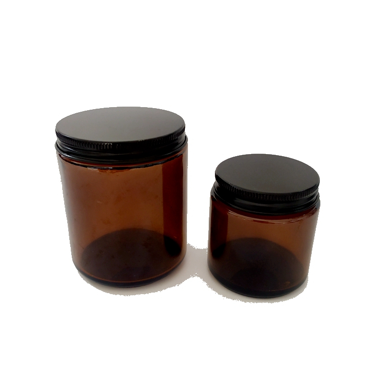 250ml Amber Glass Jars with black Lids for Salves Creams and Candles