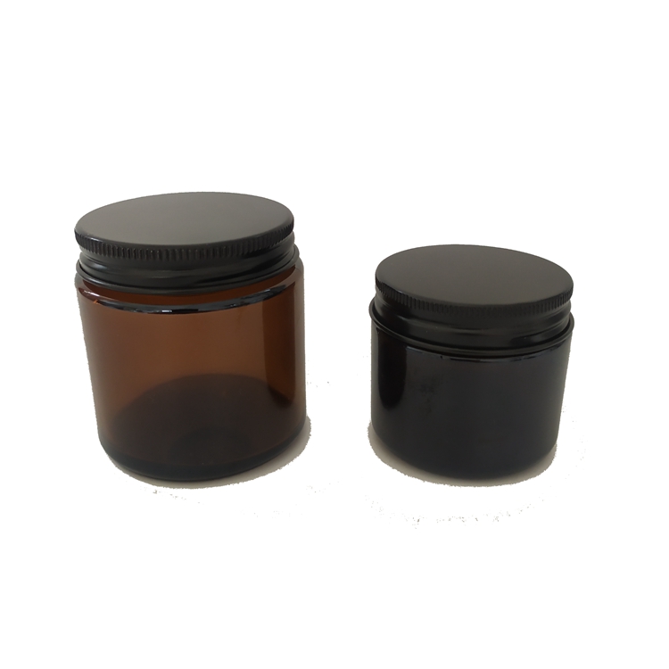 250ml Amber Glass Jars with black Lids for Salves Creams and Candles