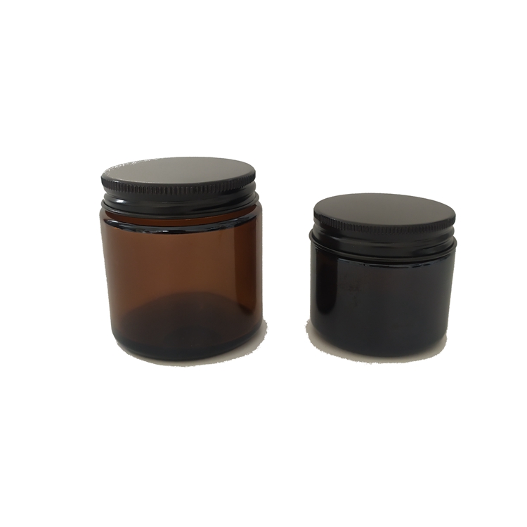 250ml Amber Glass Jars with black Lids for Salves Creams and Candles