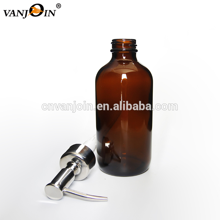 250ml Amber Soap Foam Mist Spray Body Lotion Glass Refillable Shampoo Bottle Brown with Pump For Essential Oil