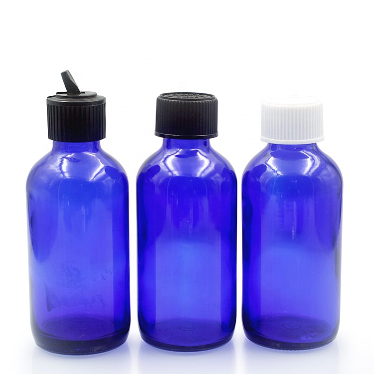 250ml Blue Glass Bottle Personal Care Use 8oz Lotion Pump Bottle With Plastic Pump