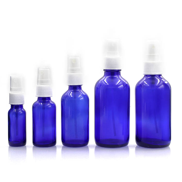 250ml Blue Glass Bottle Personal Care Use 8oz Lotion Pump Bottle With Plastic Pump