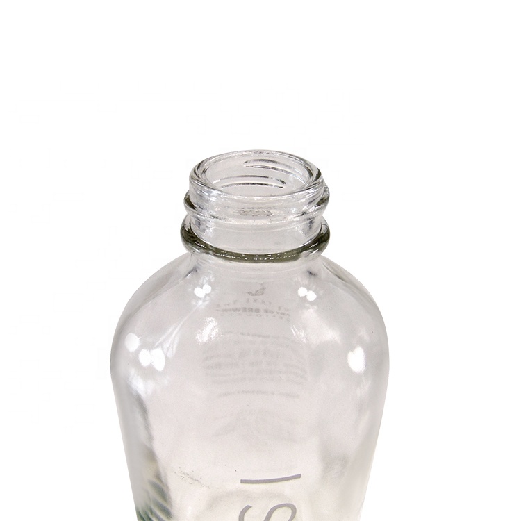 250ml Clear Boston Round Glass Bottle With Stainless Steel Pump 8oz. 240Ml