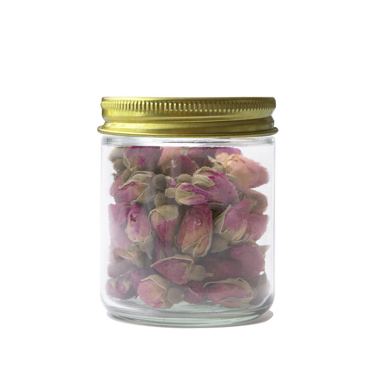250ml Clear Straight Side Glass Cosmetic Jar 8oz with Gold Metal Lid