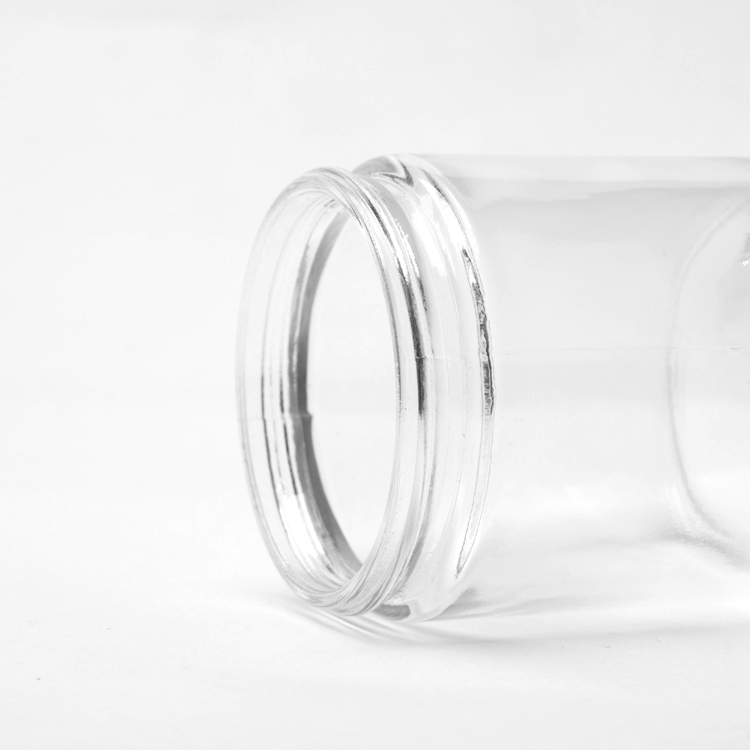 250ml Clear Straight Side Glass Cosmetic Jar 8oz with Gold Metal Lid
