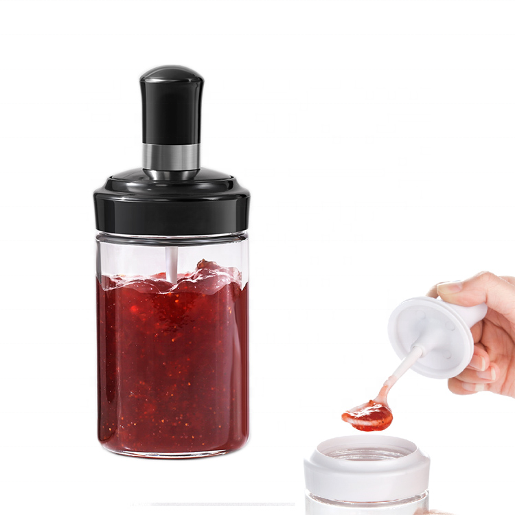 250ml Condiment jar Glass Seasoning bottle with Spoon Vinegar Flavoring Tank With Spoon