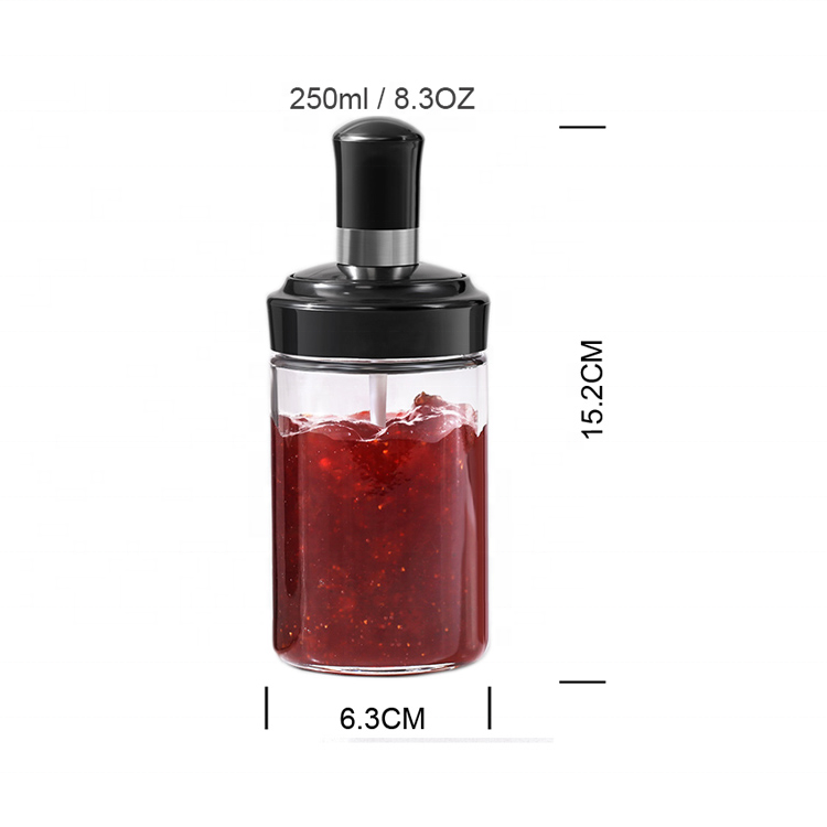 250ml Condiment jar Glass Seasoning bottle with Spoon Vinegar Flavoring Tank With Spoon