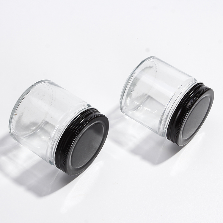 250ml Cylinder Glass Jar with Black Screw Lid Hot Filling Glass Sauce Jar