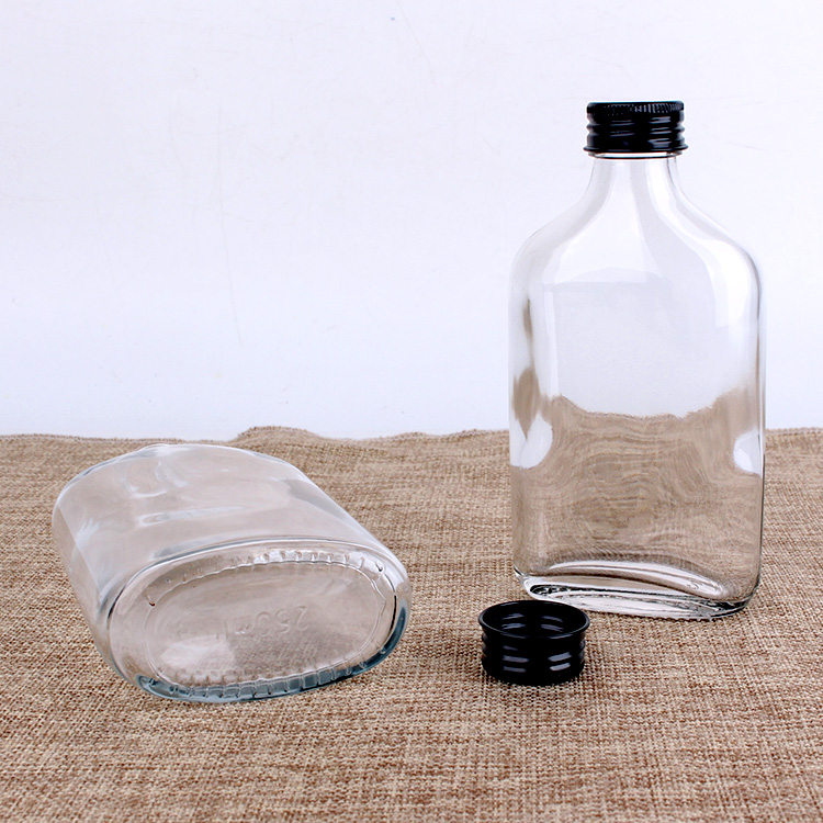 250ml Flat shoulder wine glass bottle with cap