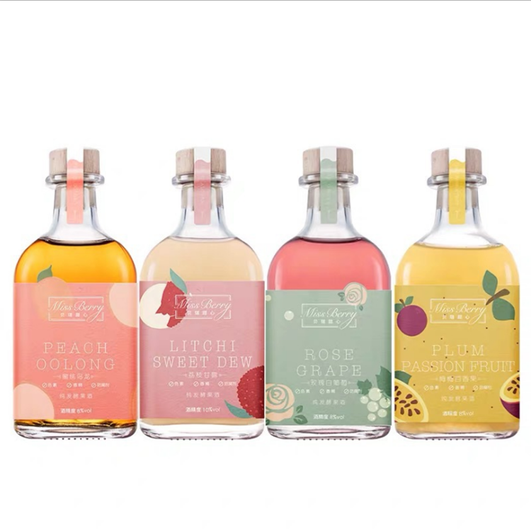 250ml Flat square clear wine liquor glass perfume bottle with cork lid