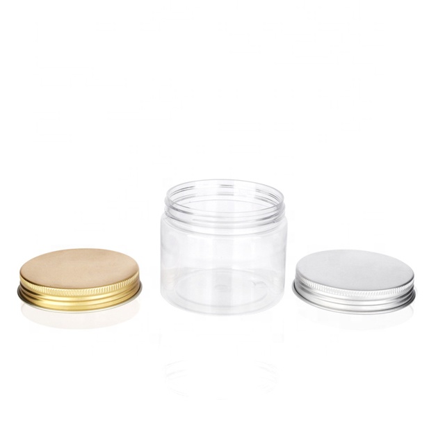 250ml Food Grade Clear Snack Jar Pet Plastic Food Jar With Gold Lid
