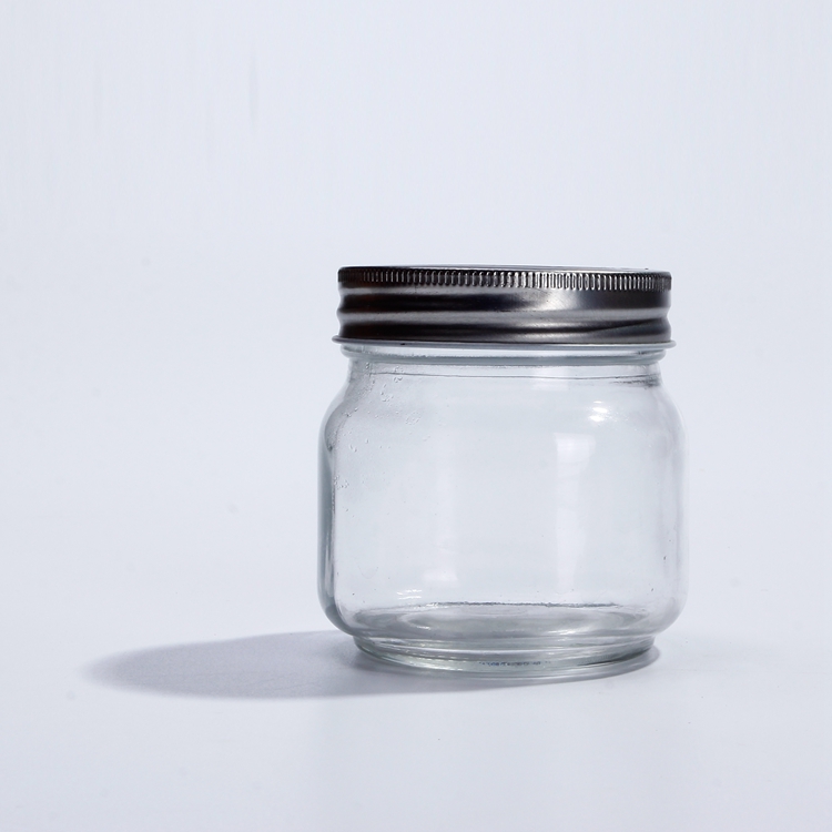 250ml Hot Selling Wide Mouth Food Jars Mason Glass Bottle With Metal Cap Storage Containers