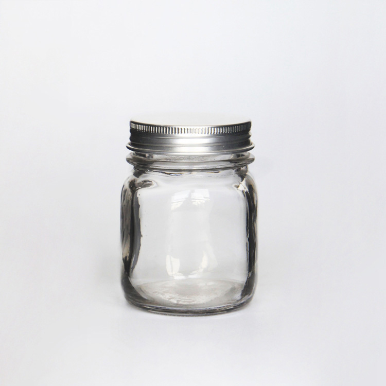 250ml Hot Selling Wide Mouth Food Jars Mason Glass Bottle With Metal Cap Storage Containers