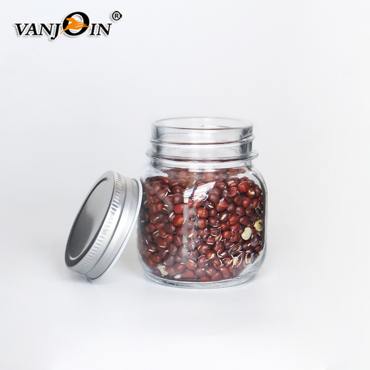 250ml Hot Selling Wide Mouth Food Jars Mason Glass Bottle With Metal Cap Storage Containers