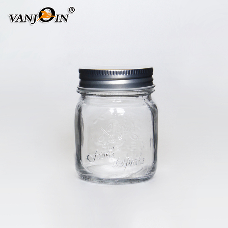 250ml Hot Selling Wide Mouth Food Jars Mason Glass Bottle With Metal Cap Storage Containers