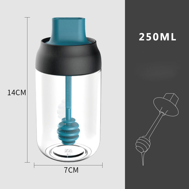 250ml Kitchen Seasoning Bottles Condiment Jars Glass Honey Pot Oil Bottle with Brush Spoon Dipper