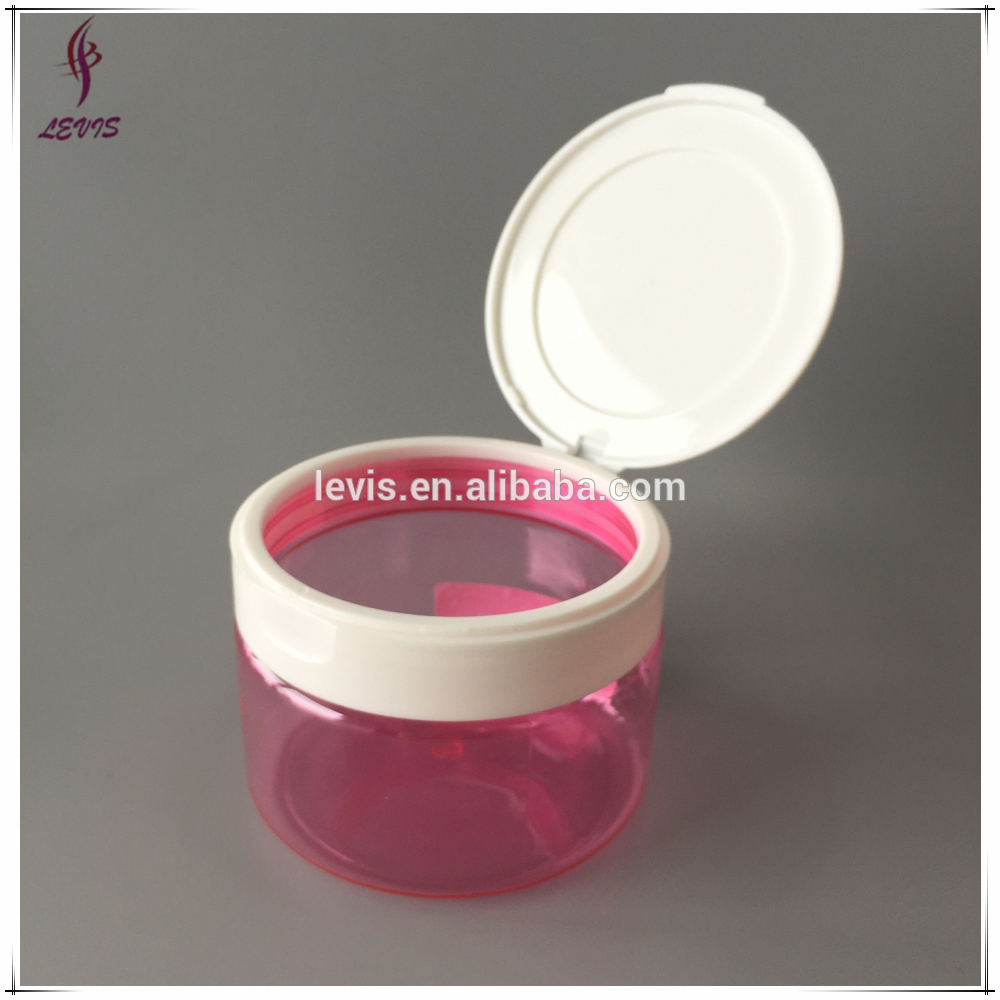 250ml PET plastic pink flip top cosmetic jars for cream