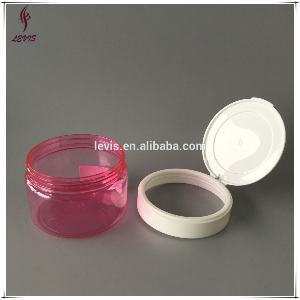 250ml PET plastic pink flip top cosmetic jars for cream