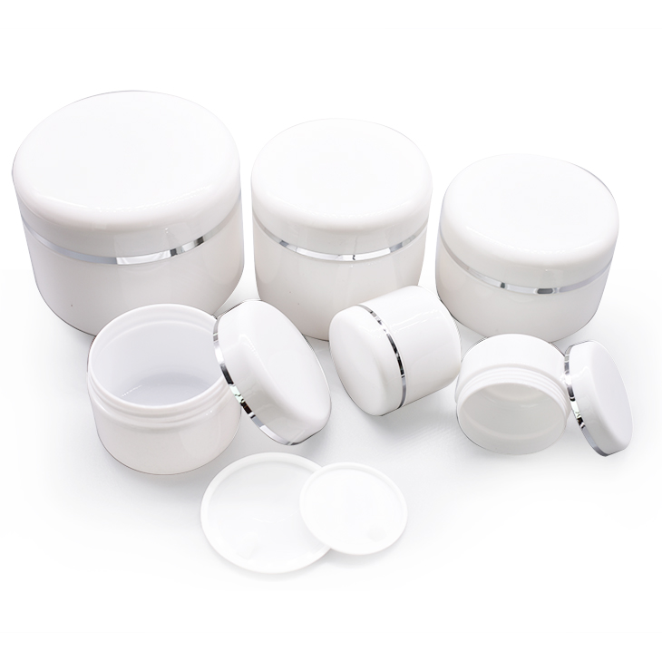 250ml PP white plastic jar cosmetic plastic cream jars with silver cap