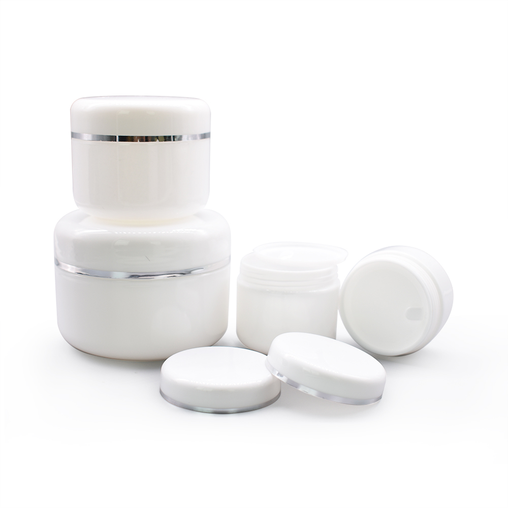 250ml PP white plastic jar cosmetic plastic cream jars with silver cap