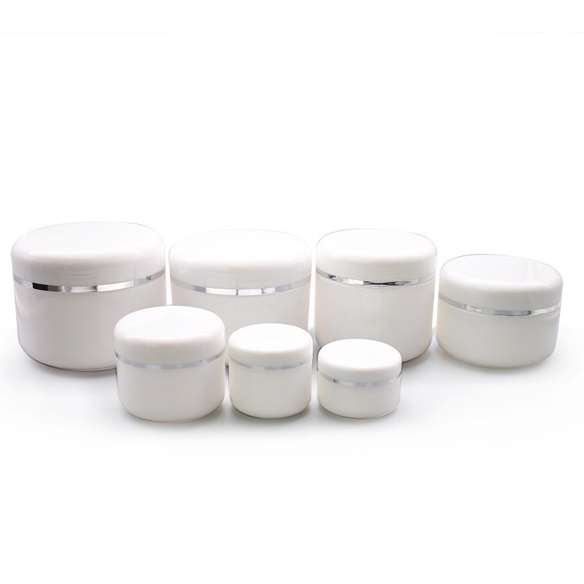 250ml PP white plastic jar cosmetic plastic cream jars with silver cap